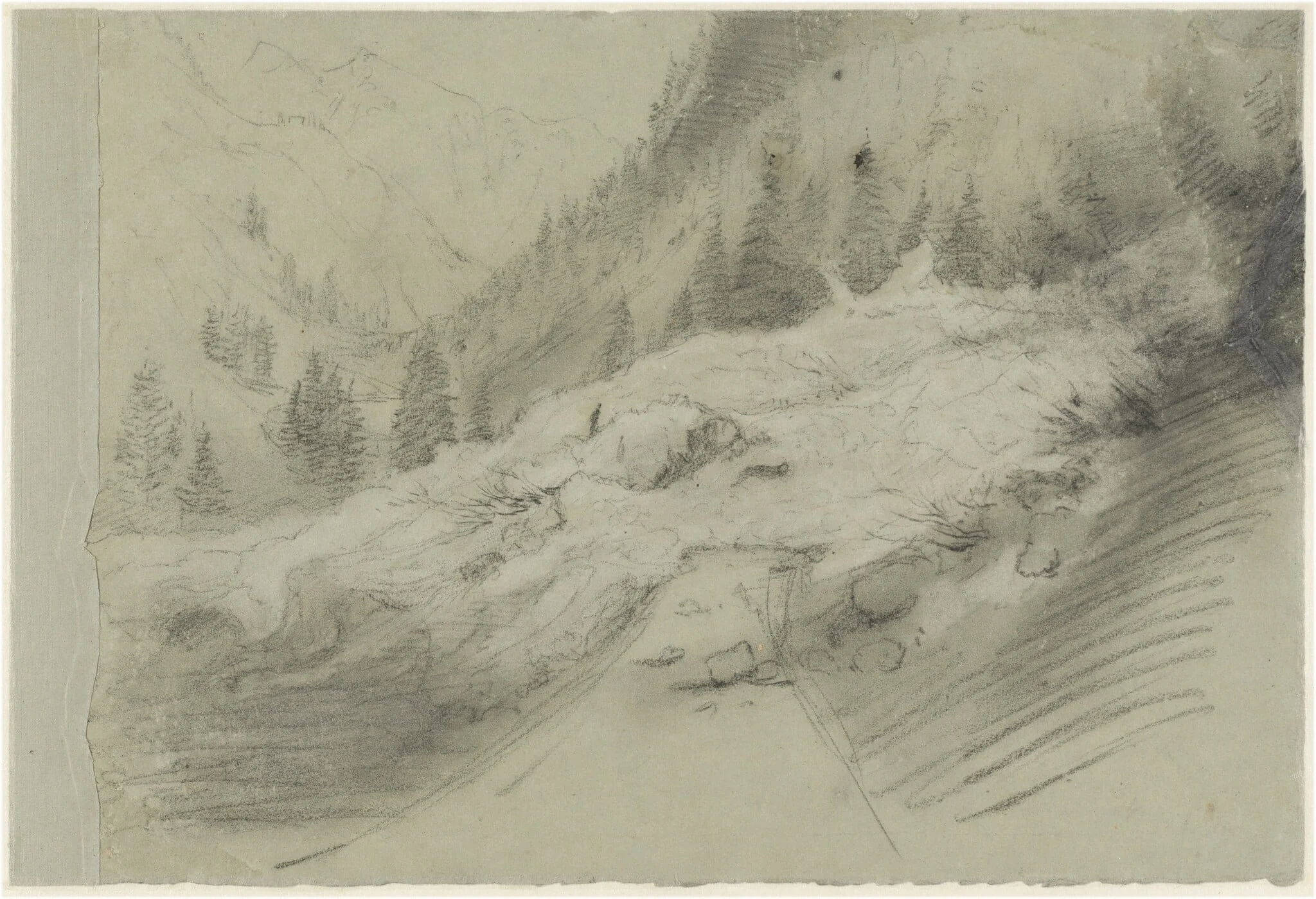Avalanche in an Alpine Landscape, detail