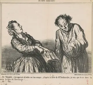 Ah! Théophile ... j'en apprends de belles ..., by Honoré Daumier, ink, 1860