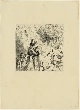 Au Jardin d'Acclimatation (In the Zoological Garden), by Félix Bracquemond, ink, 1874