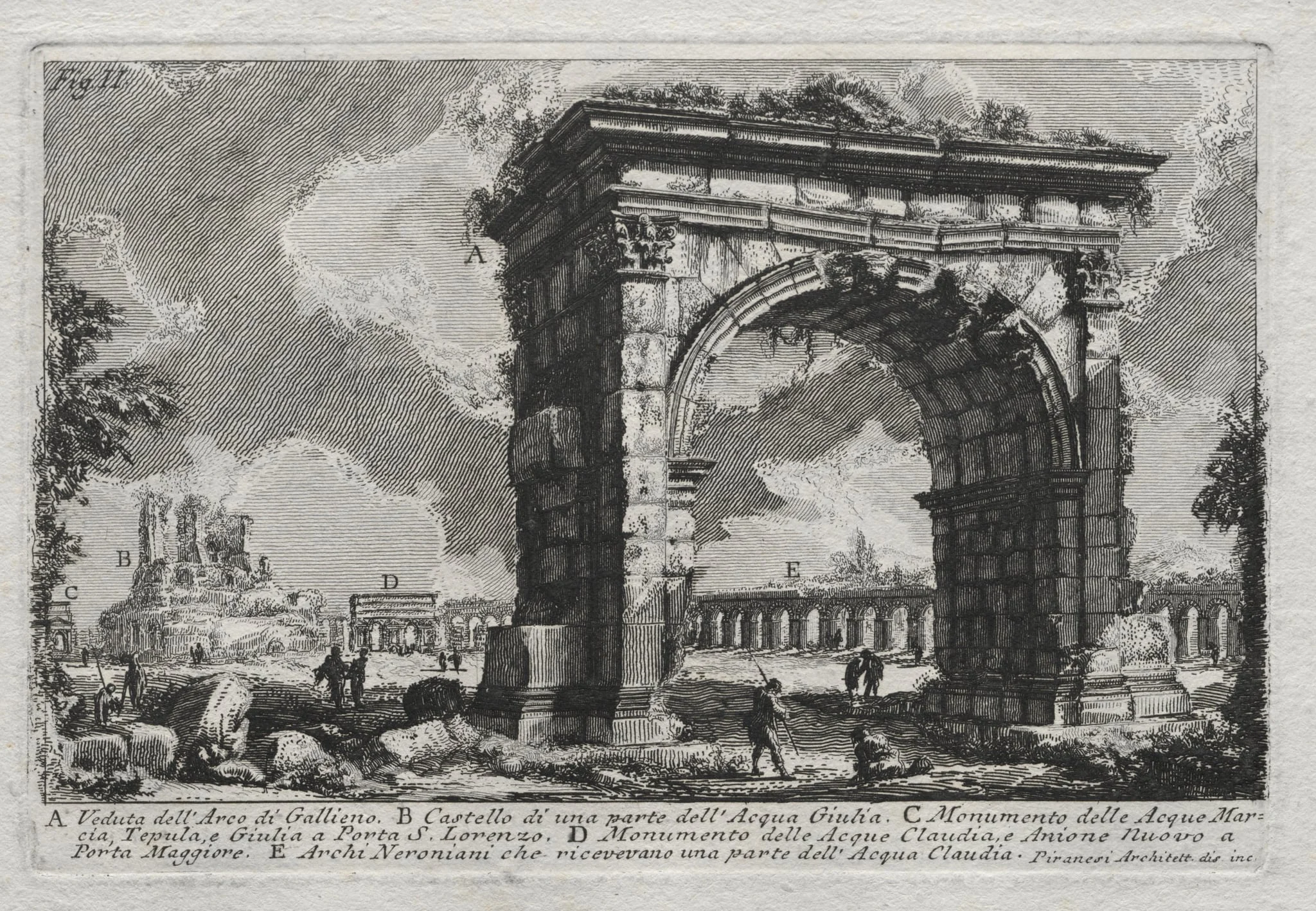 Veduta dell'Arco di Gallieno, detail