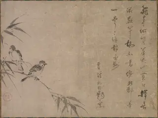 Sparrows and Bamboo, by Ekkei Reikaku, unspecified, 1562