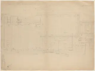 The Erectheum, West Elevation [left half], by John Russell Pope, graphite, 1898