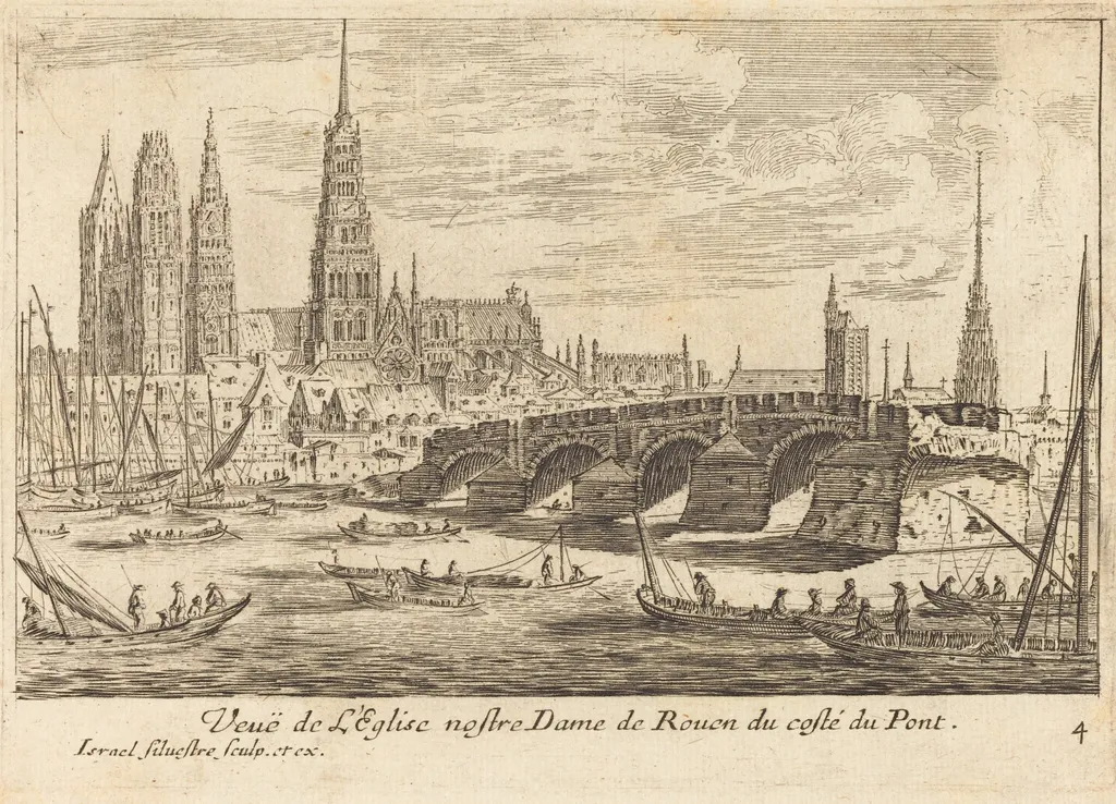 Veue de l'Eglise nostre Dame de Rouen, by Israël Silvestre, ink, 1664