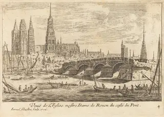 Veue de l'Eglise nostre Dame de Rouen, by Israël Silvestre, ink, 1664