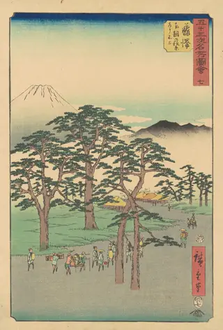 Fujisawa-shuku, by Andō Hiroshige, ink