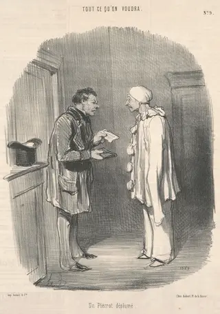 Un pierrot déplumé, by Honoré Daumier, ink, 1847