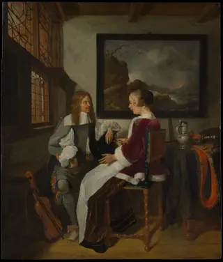 Sentimental Conversation, by Quirijn van Brekelenkam, oil, 1660