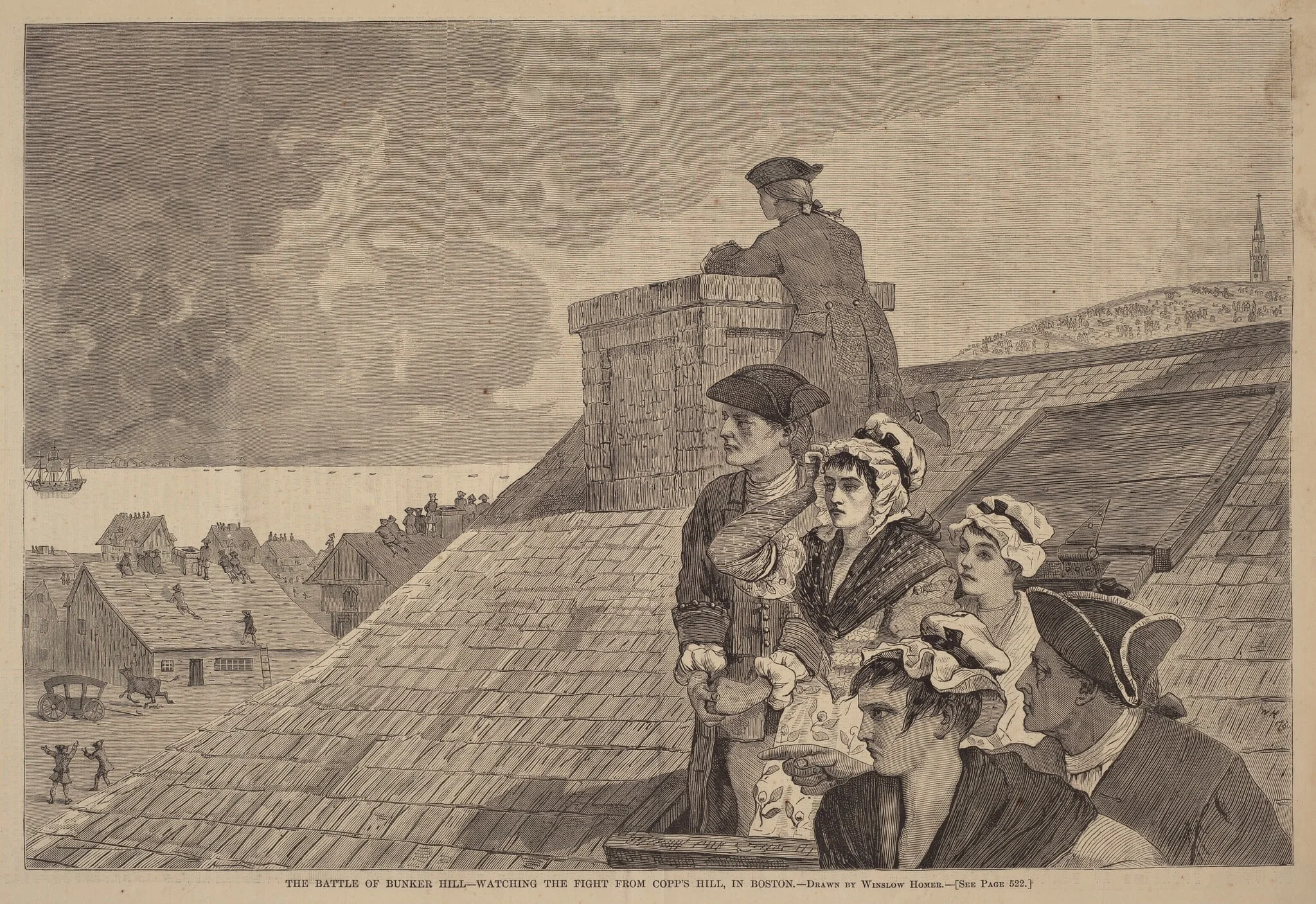The Battle of Bunker-Hill - Watching the Fight from Copp's Hill, in Boston, detail