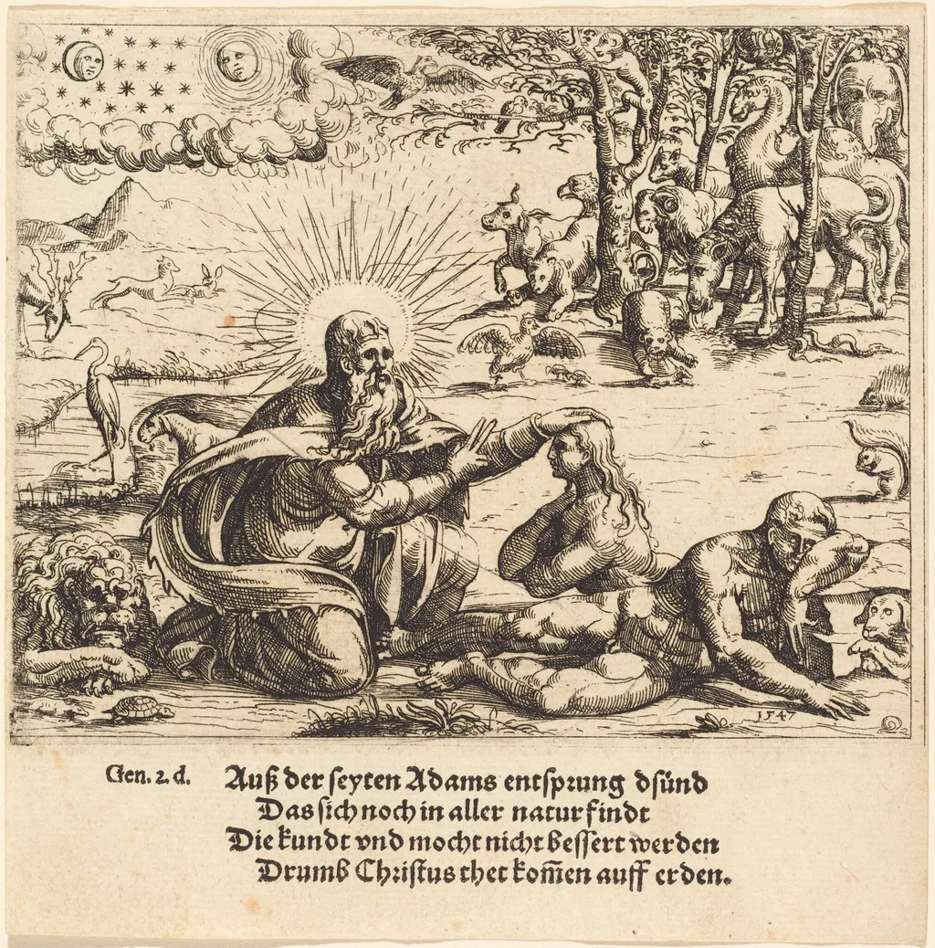 Creation of Eve, by Augustin Hirschvogel, ink, 1547
