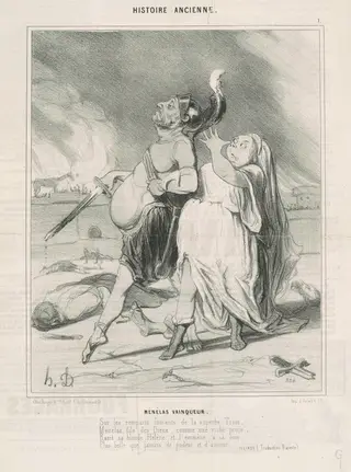 Ménélas vainqueur, by Honoré Daumier, ink, 1841