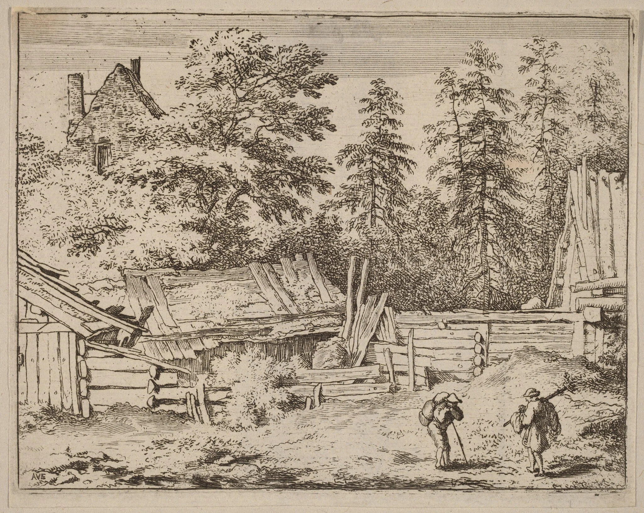 Three Cottages, detail