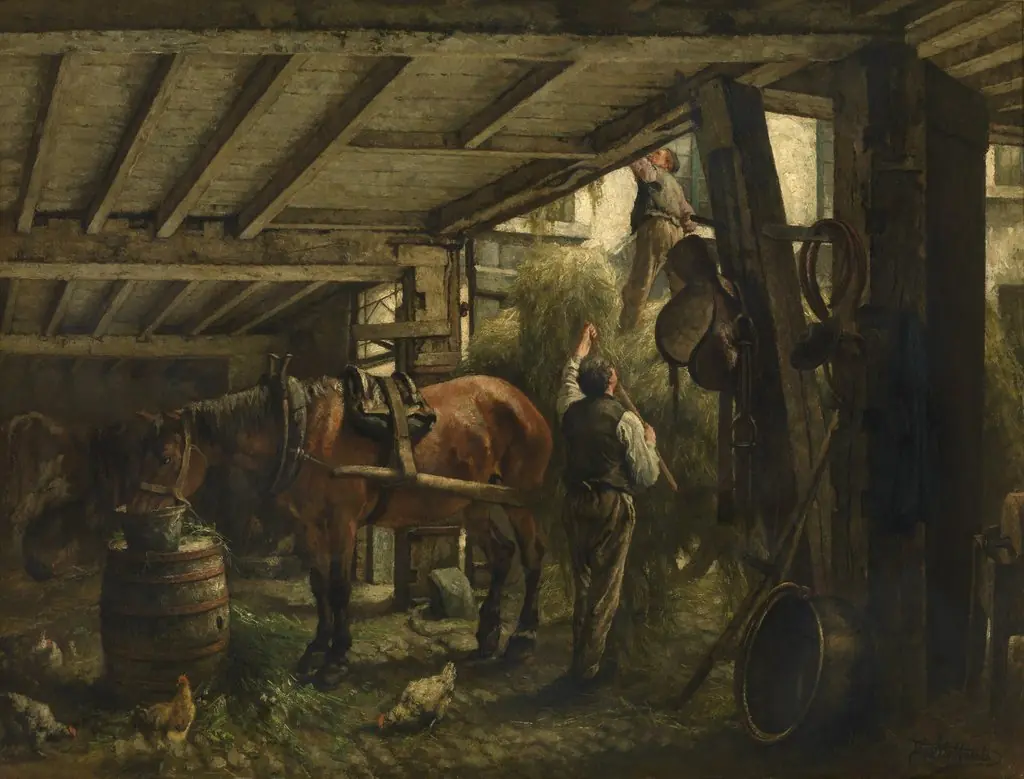 Haycart, by Jan Stobbaerts, oil, 1886