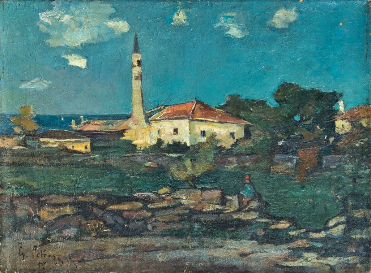 Peisaj cu moschee (Esmahan Sultan, Mangalia), detail