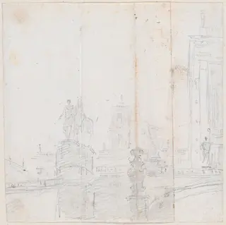 Capitoline Hill, by Hubert Robert, graphite, 1760
