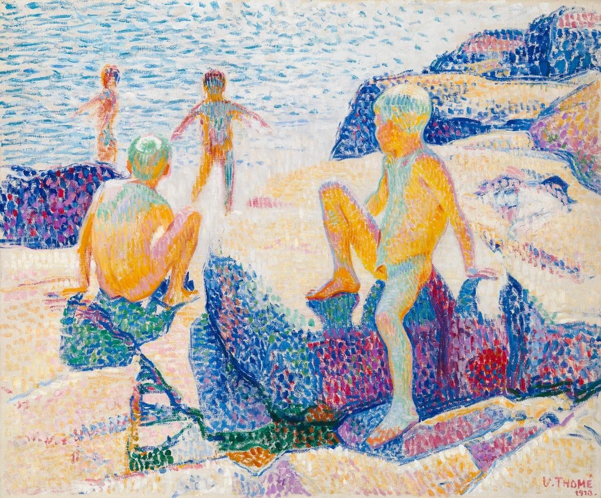Kylpeviä poikia, detail