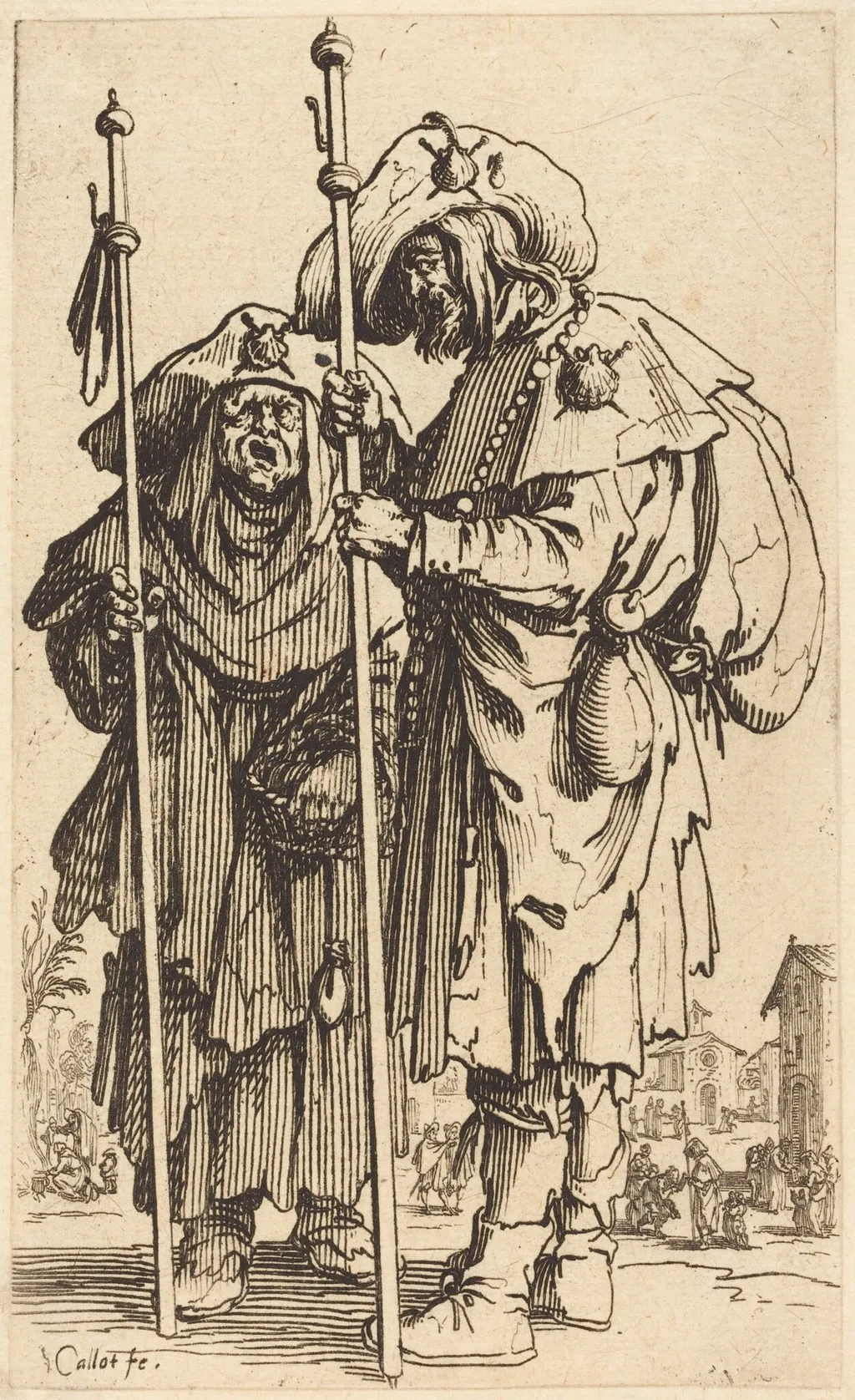 The Two Pilgrims, by Jacques Callot, ink, 1622