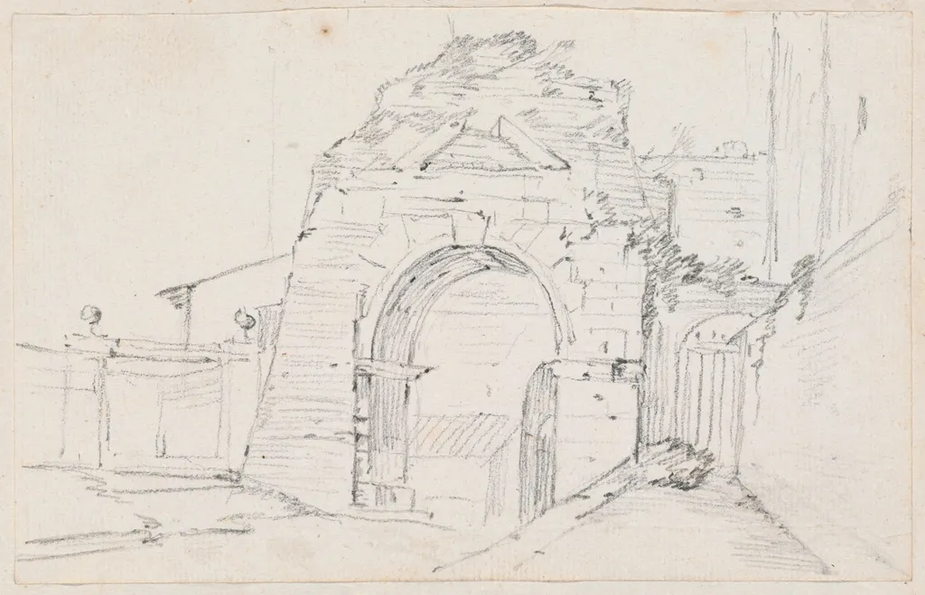 Arch of Drusus near the Appian Way, by Joseph-Marie Vien, graphite, 1747