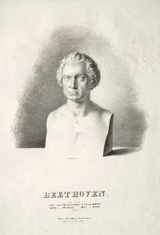 Bust of Ludwig van Beethoven, by Josef Kriehuber, 1827