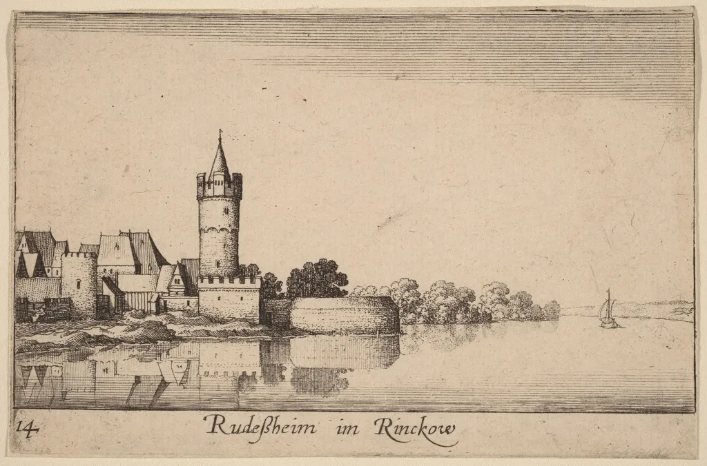 Rudesheim, by Wenceslaus Hollar, ink, 1635