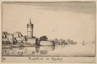 Rudesheim, by Wenceslaus Hollar, ink, 1635