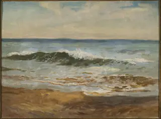 Marine view, by Tadeusz Popiel, oil, 1898