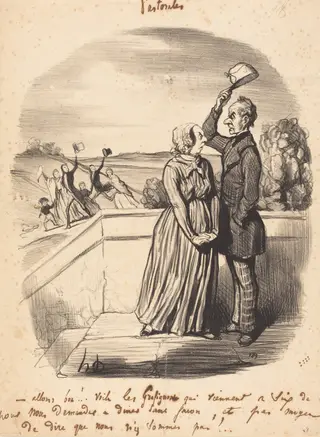 Allons bon!... voila les grafignons..., by Honoré Daumier, ink, 1845