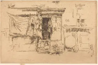 Rag-Shop, Milman's Row, by James McNeill Whistler, ink, 1887