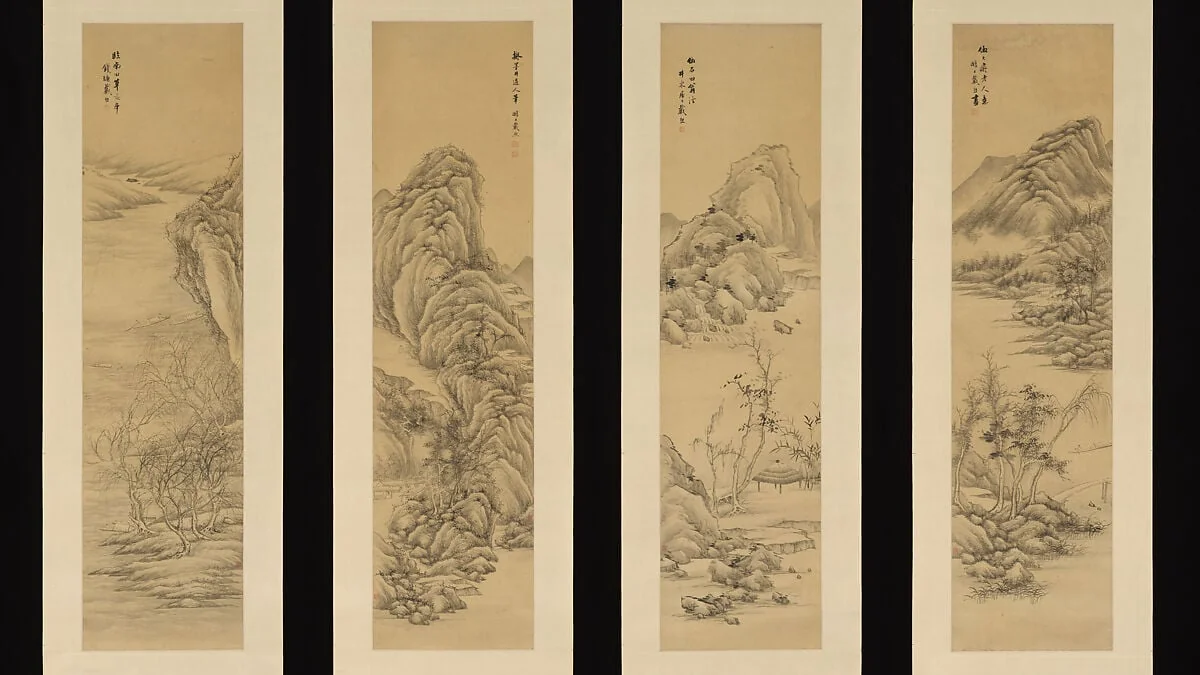 清 戴熙 仿古山水四屏 軸|Landscapes after old masters, detail