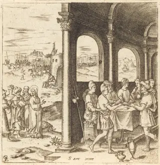 Christ Journeying to the House of a Pharisee, by Léonard Gaultier, ink, 1578