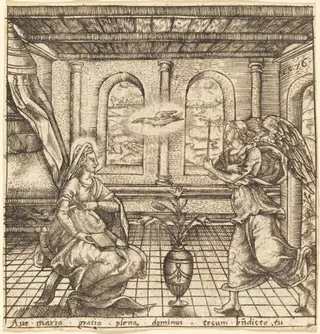 The Annunciation, by Léonard Gaultier, ink, 1578