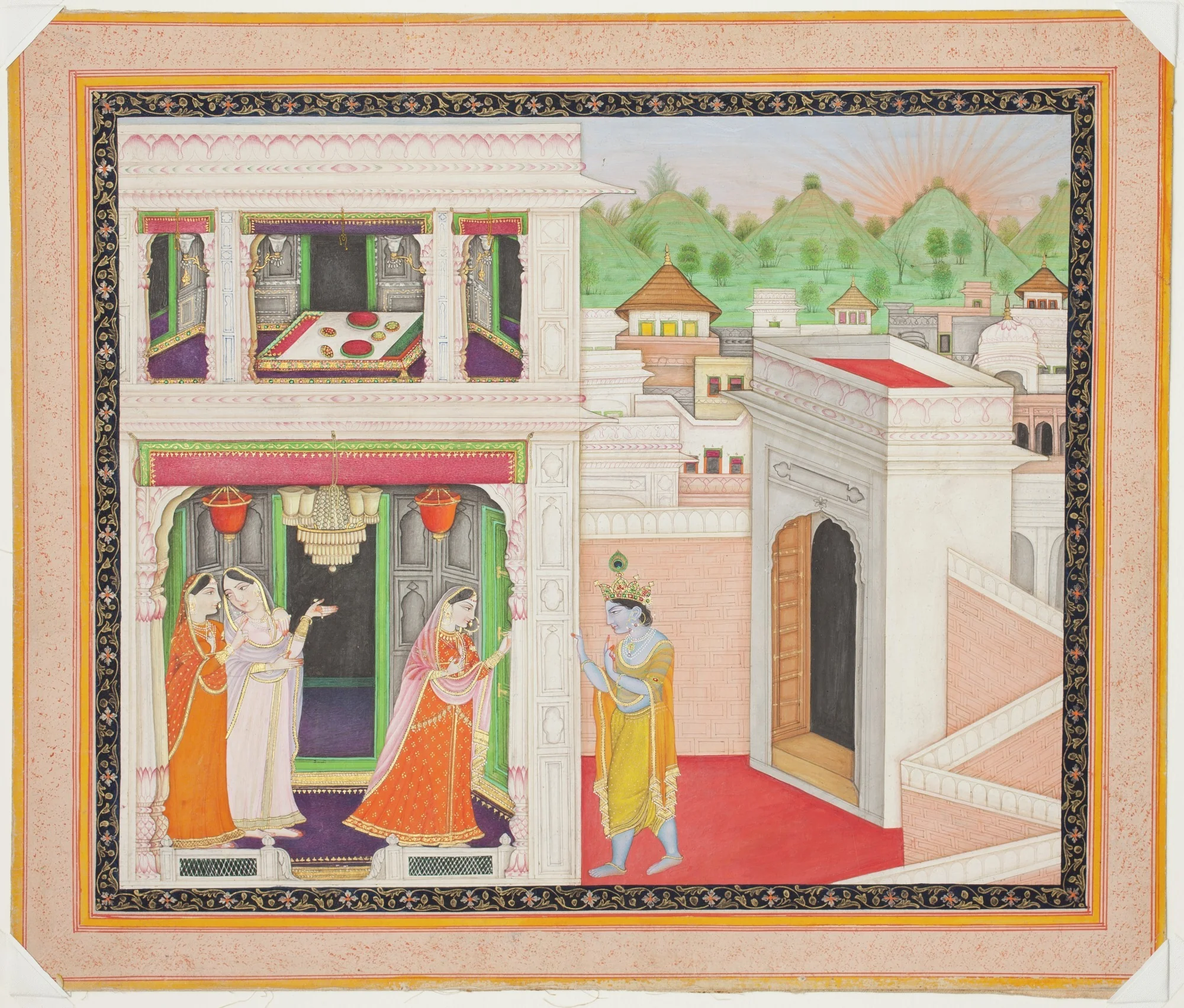 Radha and Krishna: The Exchange of Glances, detail