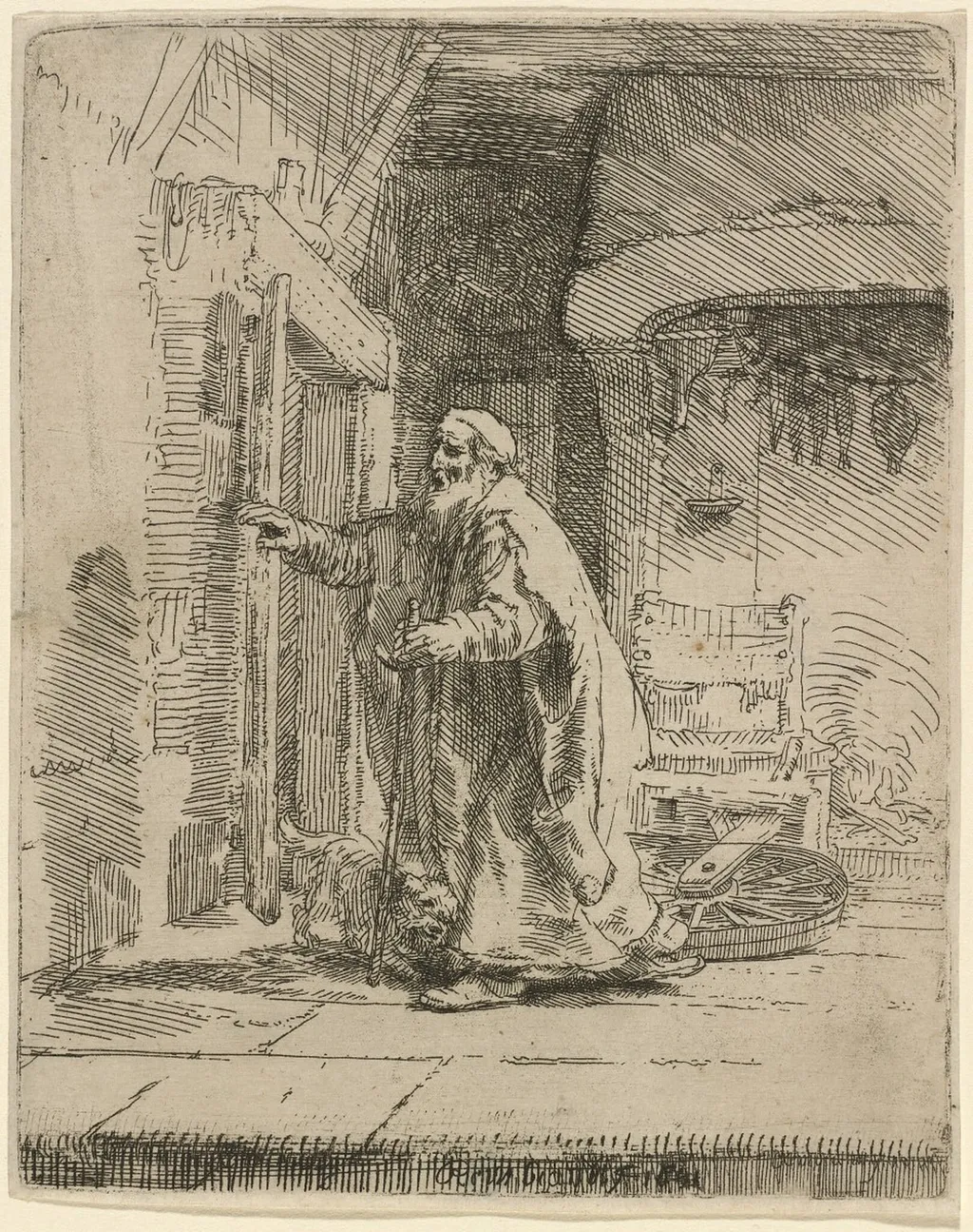 The Blindness of Tobit: the Larger Plate, by Rembrandt van Rijn, ink, 1651