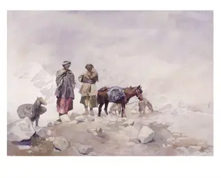 On the Road from Torshing to Rupal, Kashmir, by Helen R. Pirie, paint, 1900