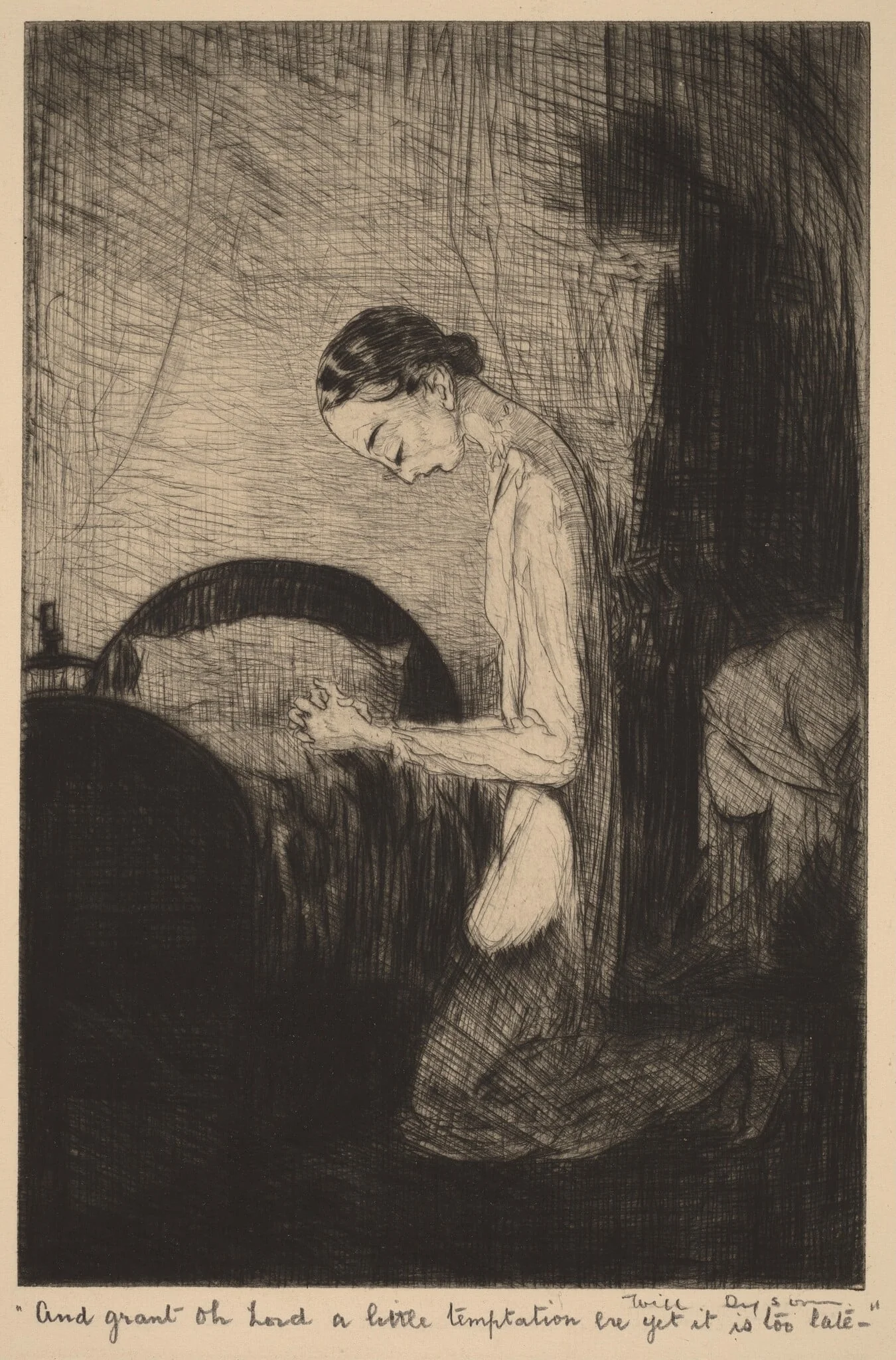 "And grant, oh Lord, a little temptation be yet it is too late-", detail