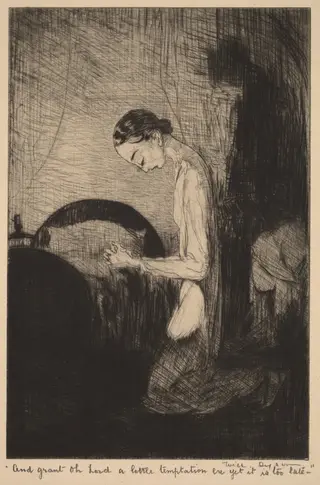 "And grant, oh Lord, a little temptation be yet it is too late-", by Will Dyson, ink, 1909