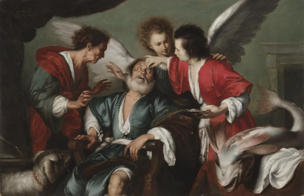 The Healing of Tobit, by Bernardo Strozzi, oil, 1625