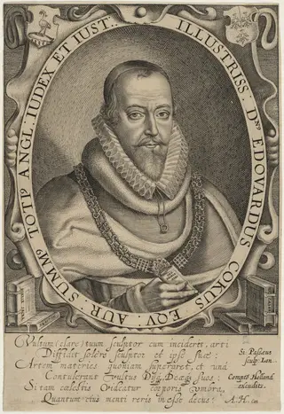 Sir Edward Coke, by Simon van de Passe, ink, 1621