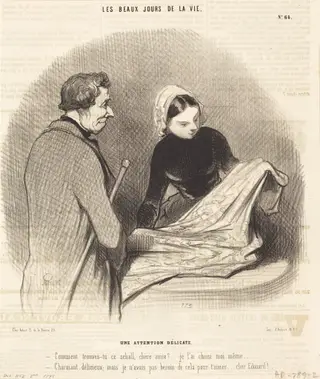 Une Attention délicate, by Honoré Daumier, ink, 1845
