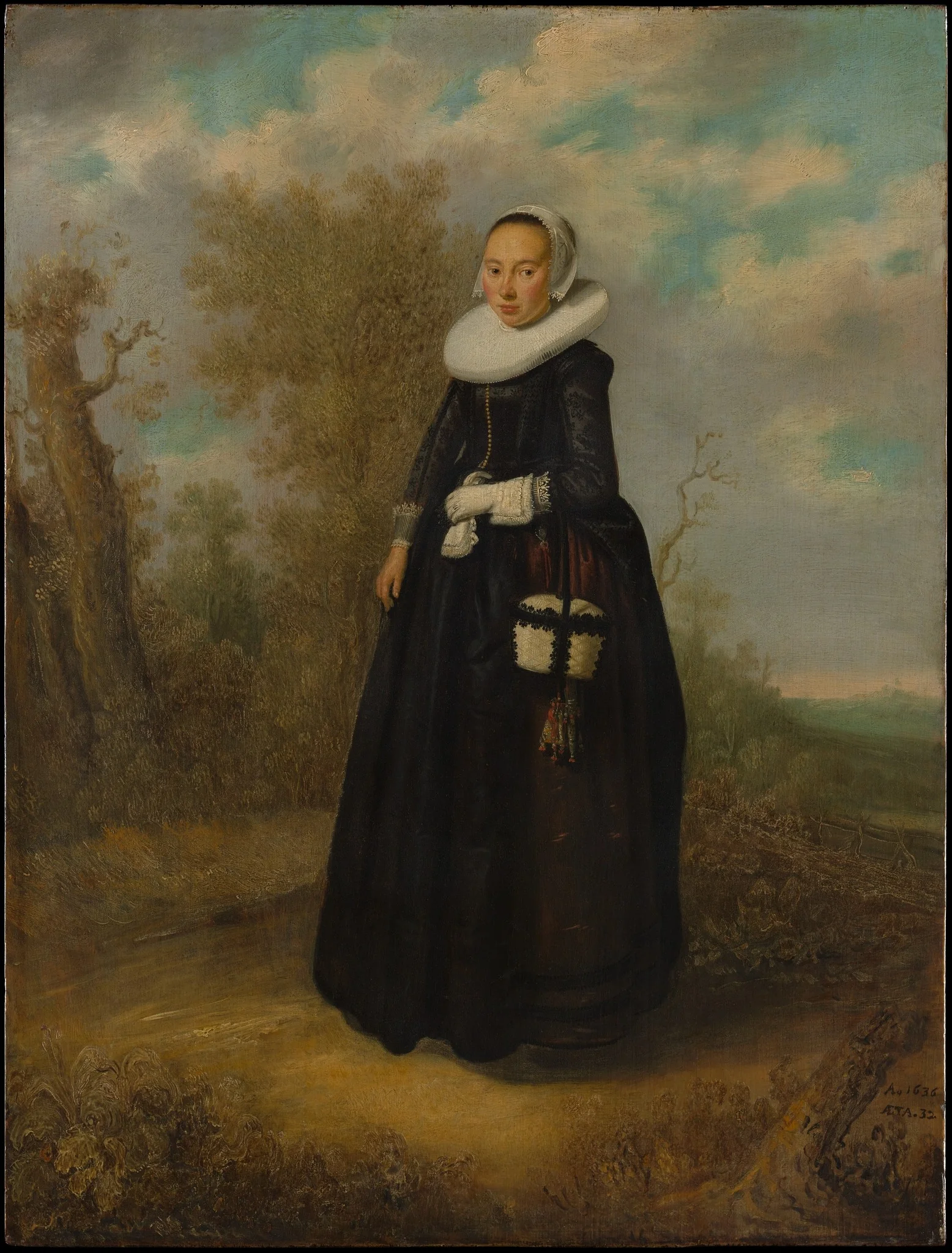 A Young Woman in a Landscape, detail