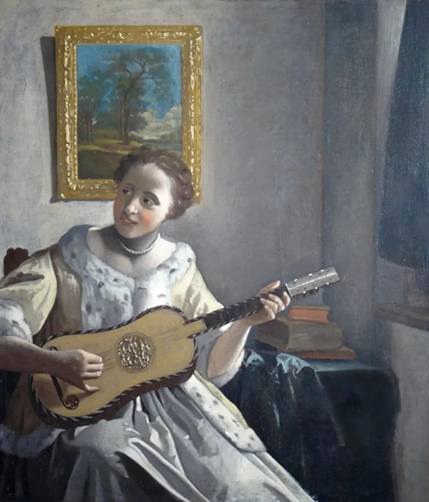 A Lady Playing the Guitar, detail