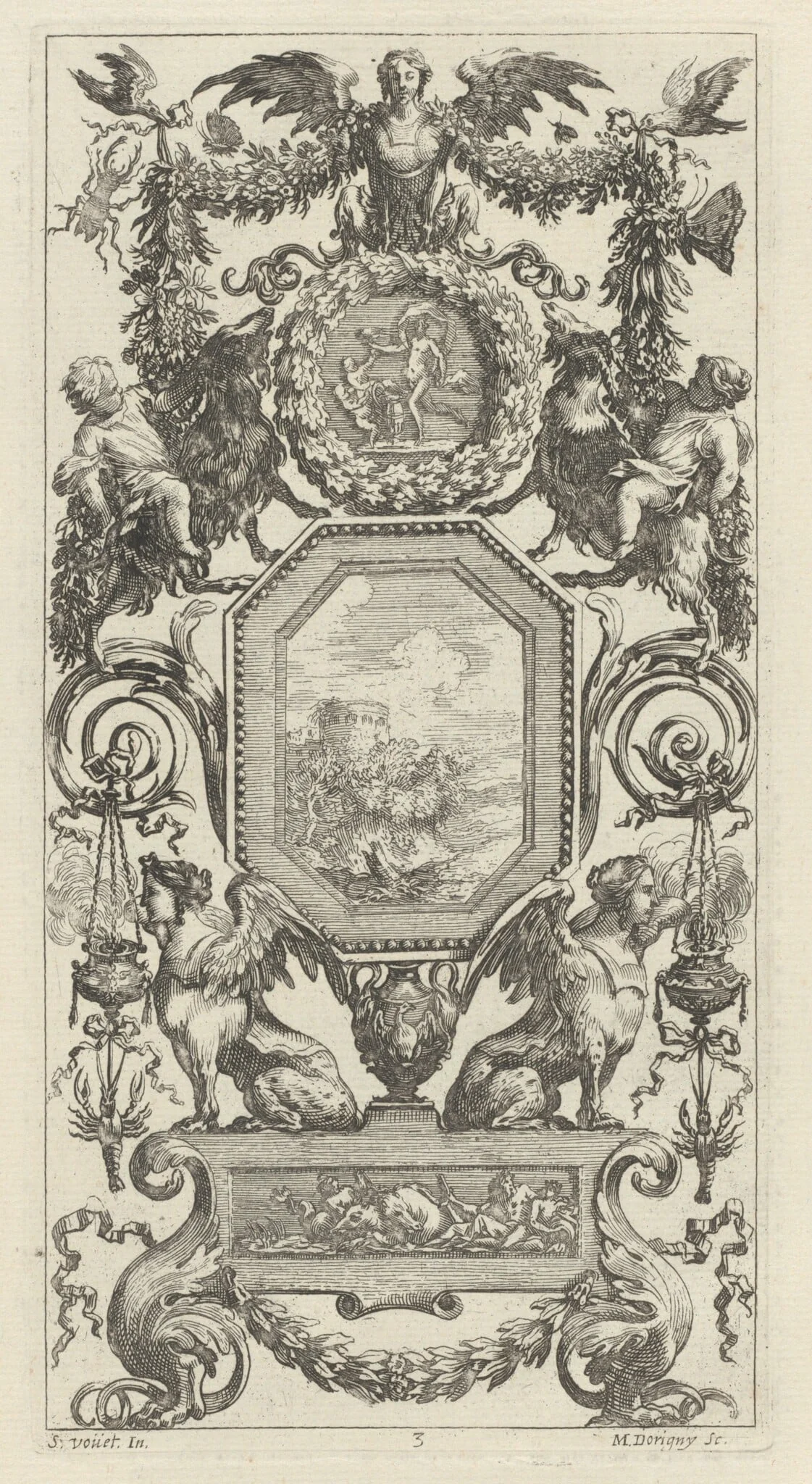 Ornamental Panel Surmounted by a Winged Harpy, detail