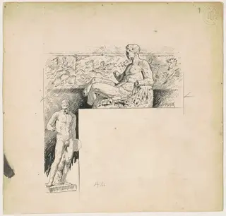 Casts from Antique Sculpture: The Parthenon, by James Henry Moser, ink, 1890