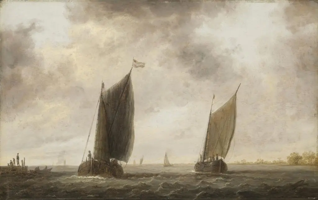 Fishing Boats on the Maas, by Aelbert Cuyp, oil, 1645