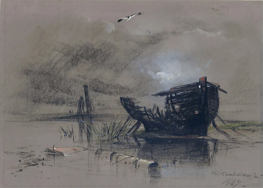 Old Boat on the River Bank, by Thomas Charles Leeson Rowbotham, 1847