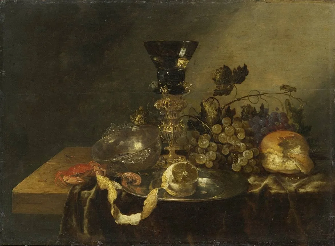 Stillleben mit Silberschale und Becherschraube, detail