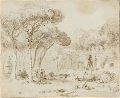 Gardens of an Italian Villa (Villa Medici?), by Jean Honoré Fragonard, ink, 1774