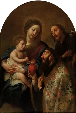 The Holy Family with Saint Augustine, by Antoni Viladomat i Manalt, oil, 1720
