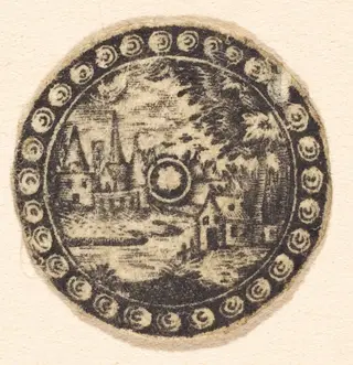 Landscape, by Antoine Jacquard, ink, 1612