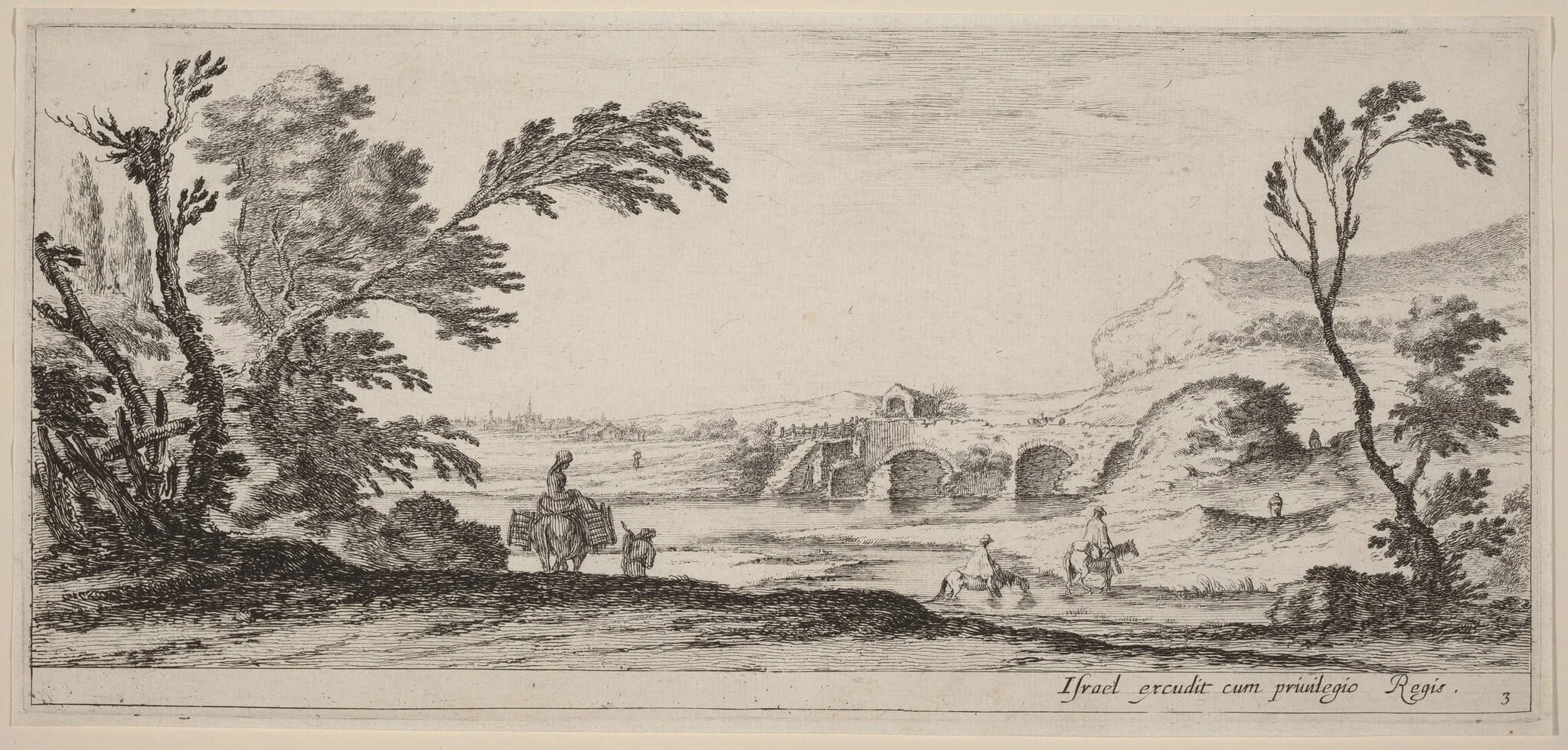 Travelers Fording a Stream, detail