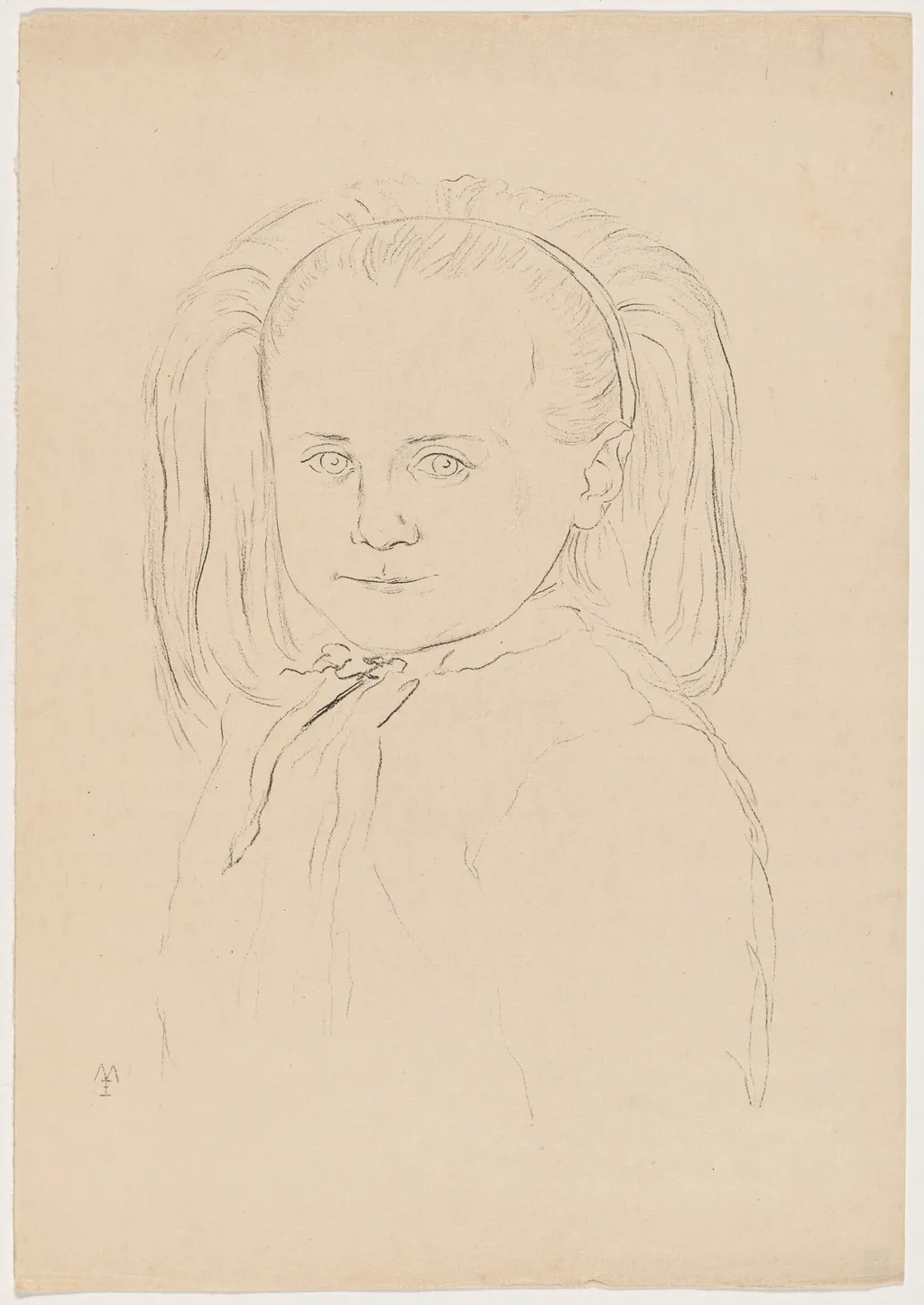 Petite fille (Young Girl), by Eugène Martel, ink, 1895
